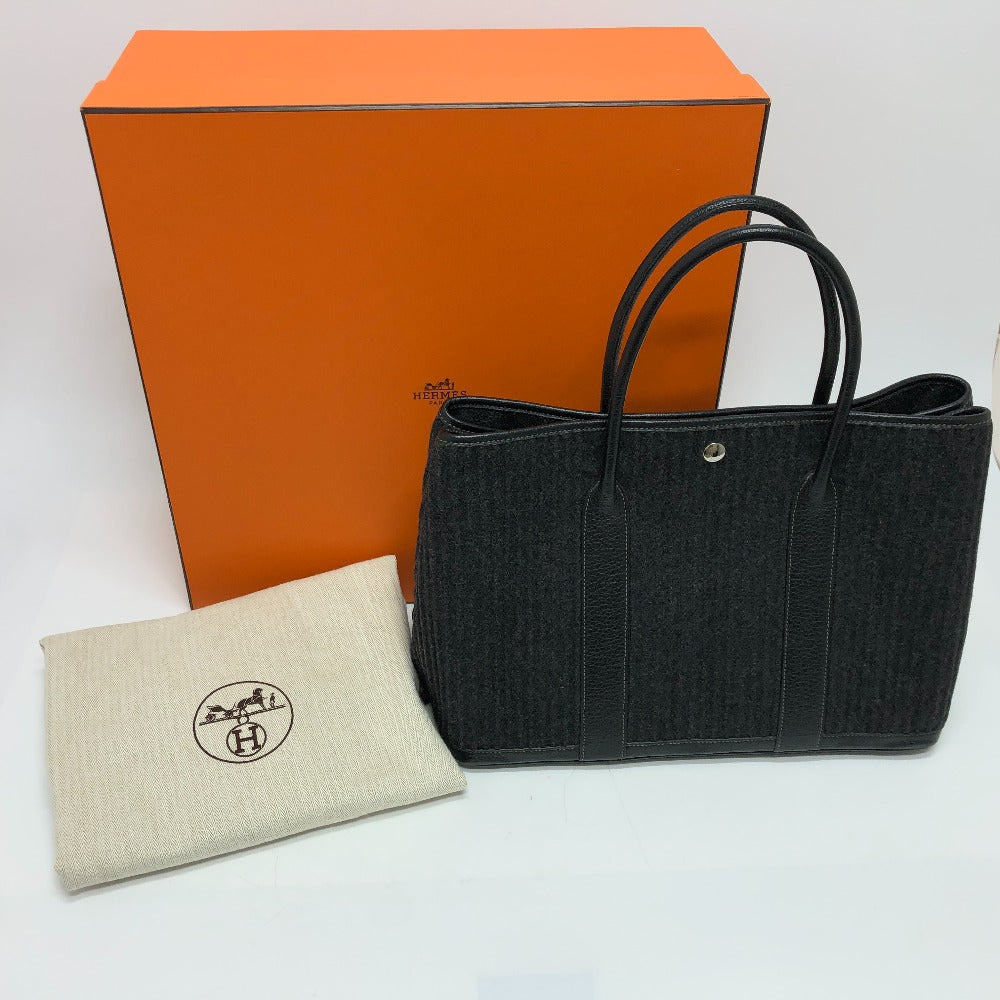 HERMES Tote Bag Felt leather gray Garden party PM Women Used