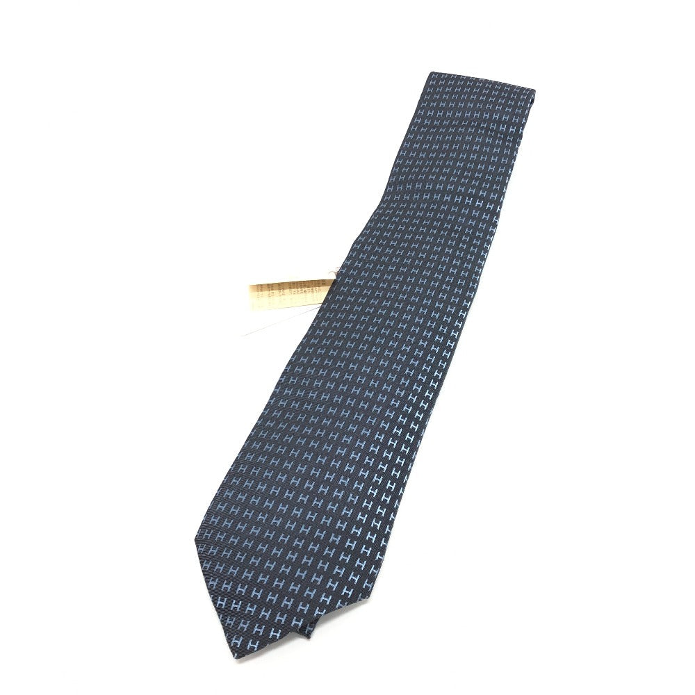 HERMES tie silk gray H logo mens Used