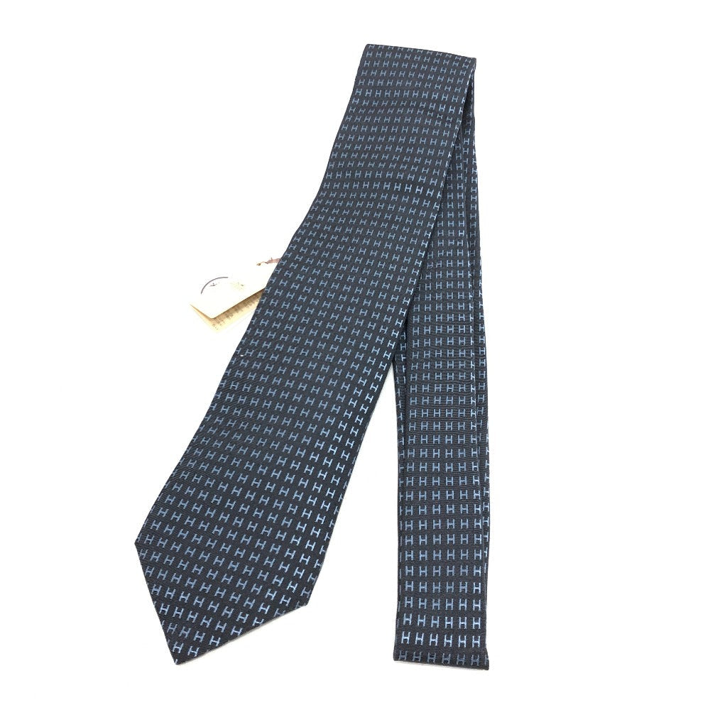HERMES tie silk gray H logo mens Used