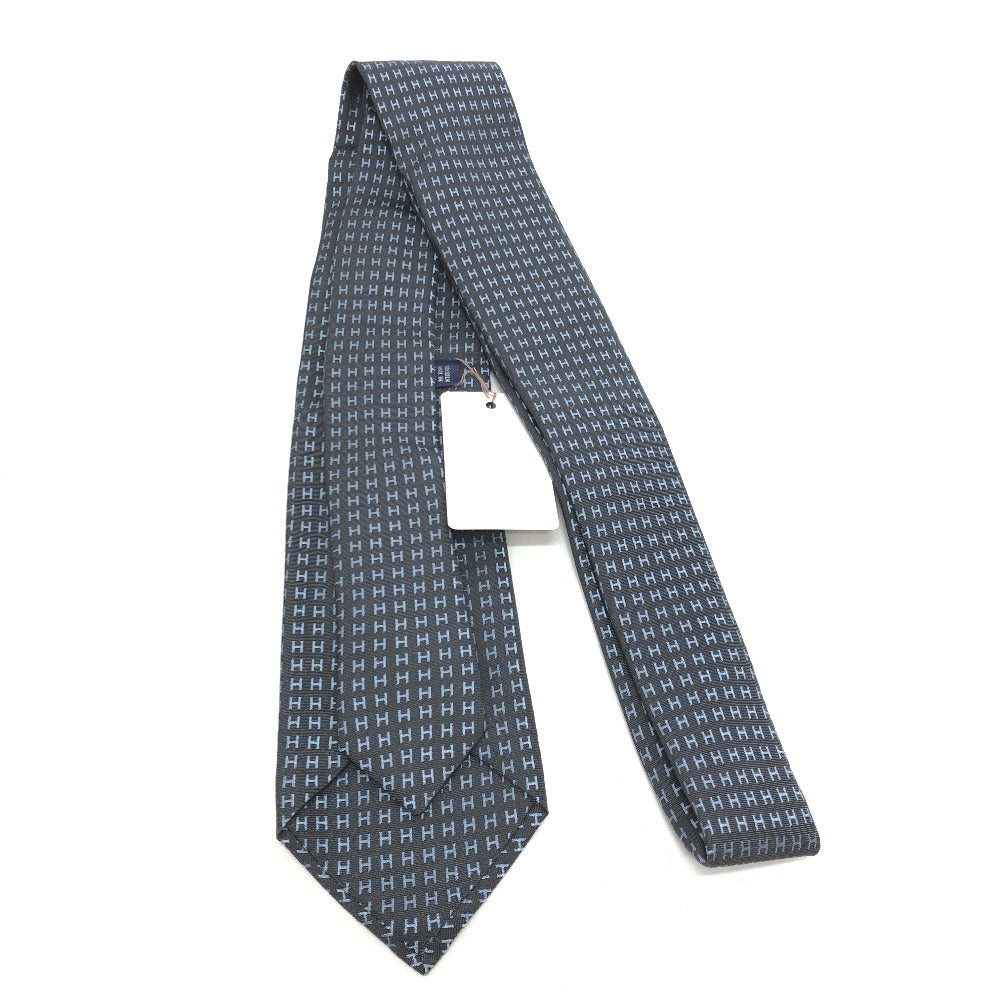 HERMES tie silk gray H logo mens Used