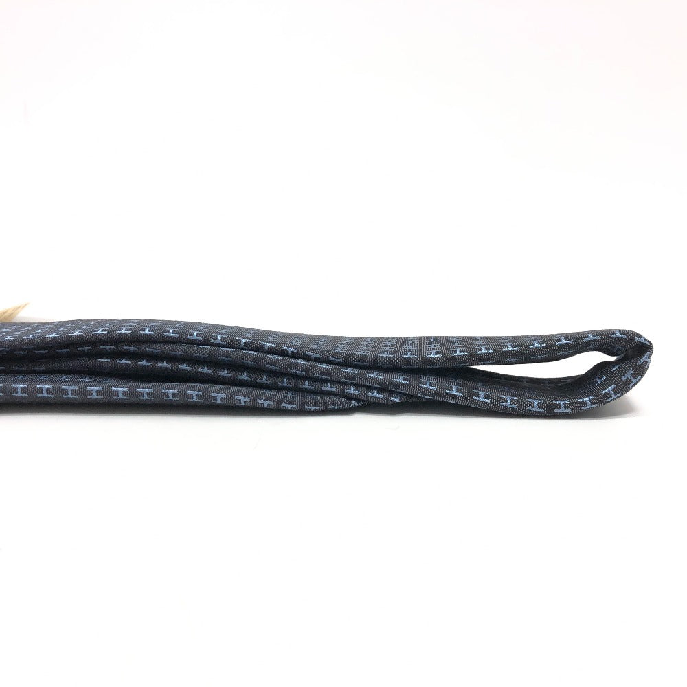 HERMES tie silk gray H logo mens Used