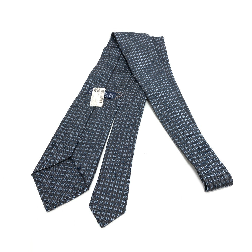HERMES tie silk gray H logo mens Used