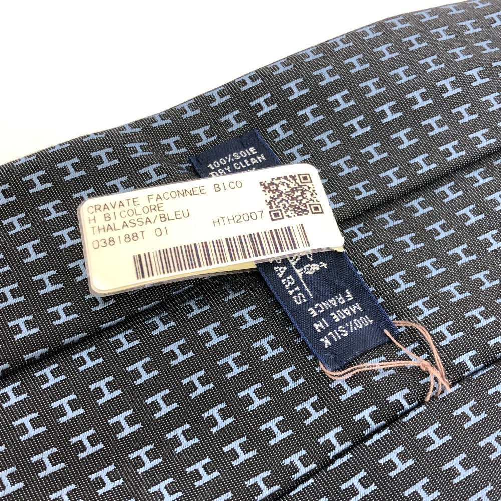 HERMES tie silk gray H logo mens Used