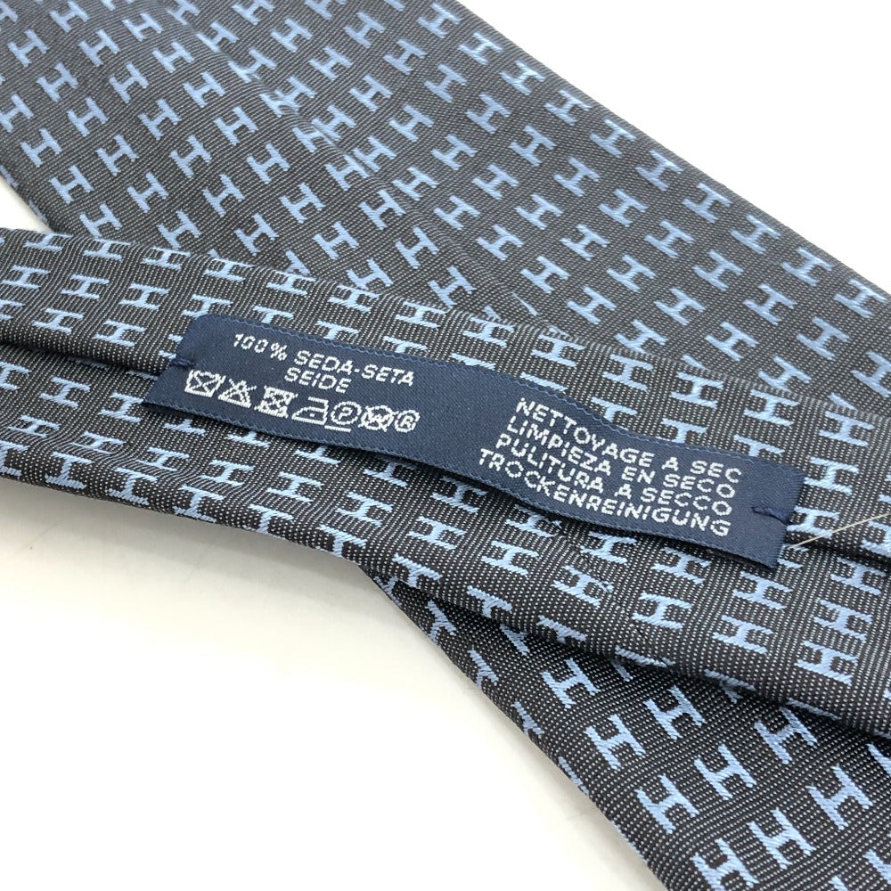 HERMES tie silk gray H logo mens Used