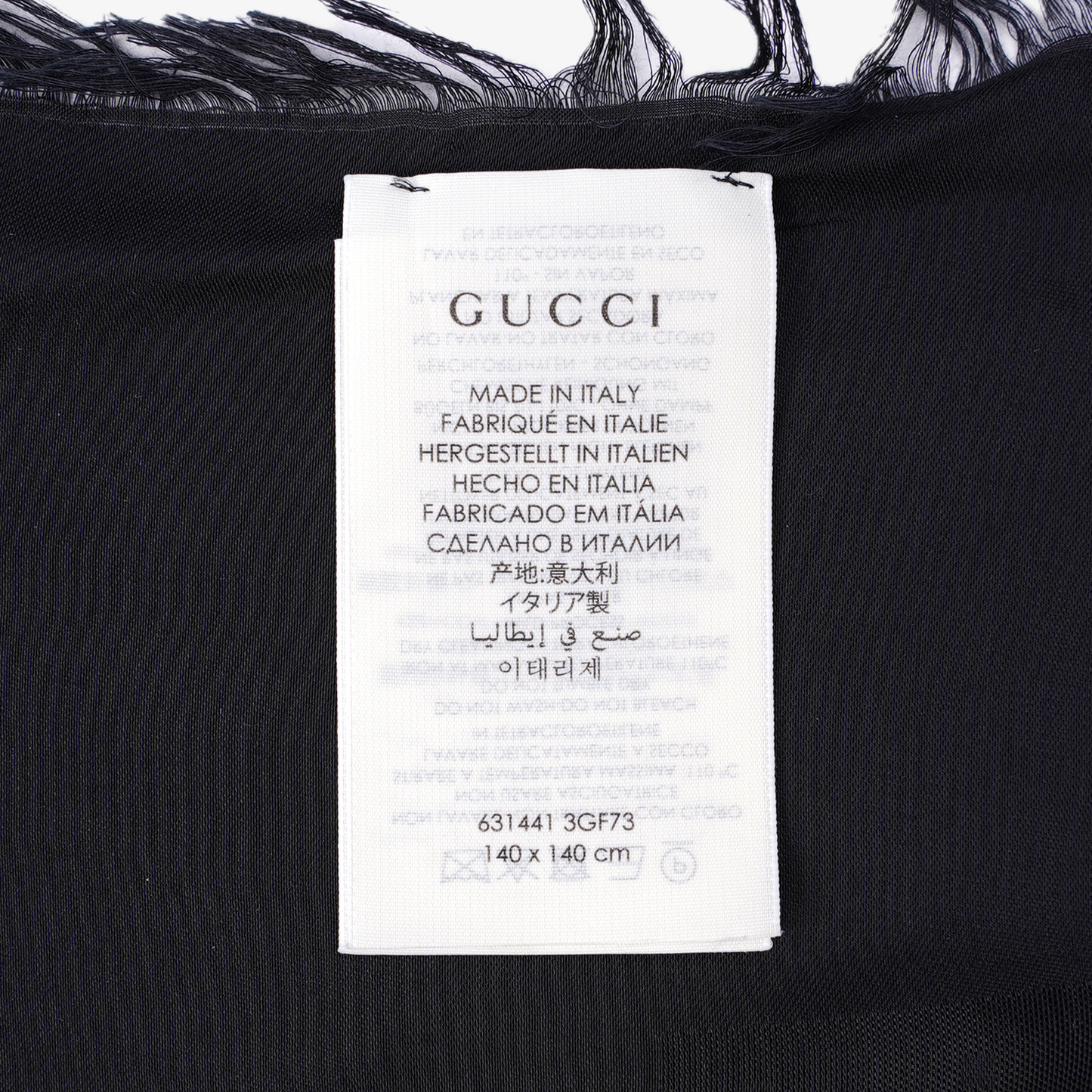 Gucci Womens Silk Scarf Black 140x140cm