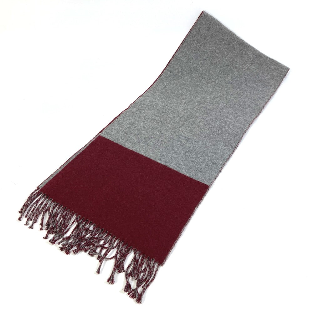 HERMES Scarf cashmere Bordeauxx Grey Kazak fringe scarf