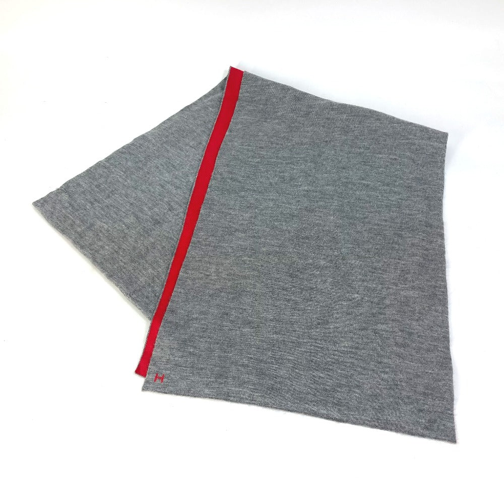 HERMES Scarf Cashmere, Silk gray H logo Allele Tour Women Used