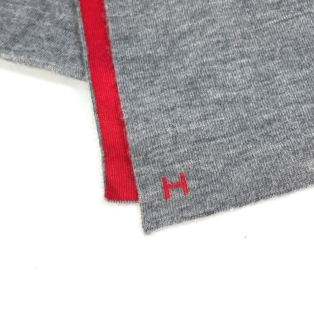 HERMES Scarf Cashmere, Silk gray H logo Allele Tour Women Used