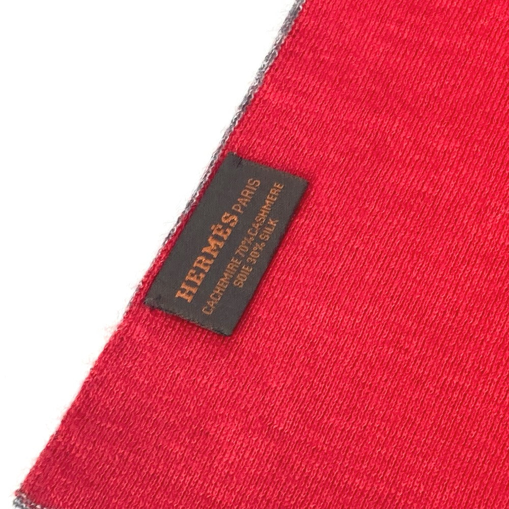 HERMES Scarf Cashmere, Silk gray H logo Allele Tour Women Used
