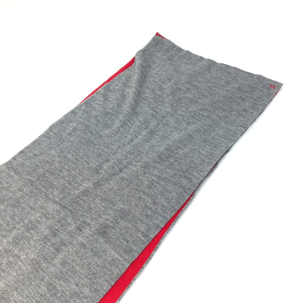 HERMES Scarf Cashmere, Silk gray H logo Allele Tour Women Used
