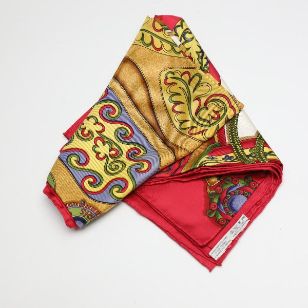 HERMES scarf silk Red Carre90 scarf Festival Women Used