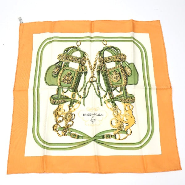 HERMES scarf silk Orange Petit Carre (Carre 45) gourosh silk twill