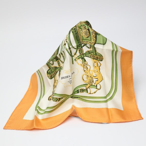 HERMES scarf silk Orange Petit Carre (Carre 45) gourosh silk twill