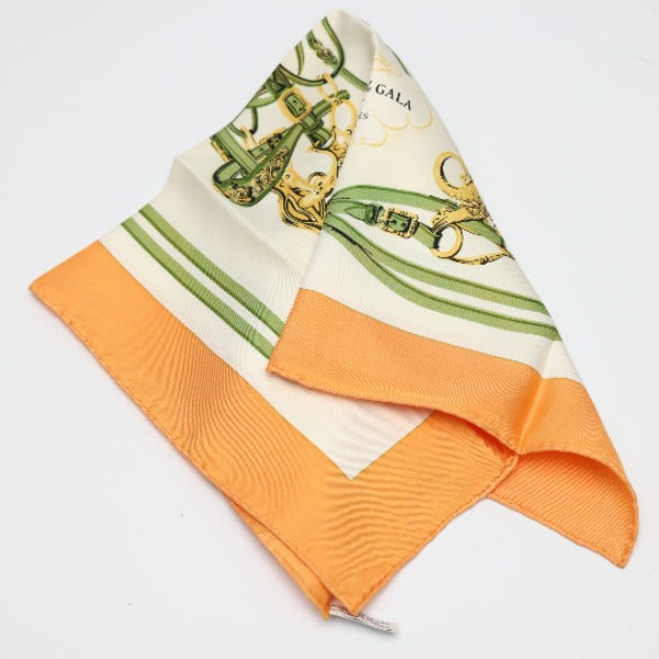 HERMES scarf silk Orange Petit Carre (Carre 45) gourosh silk twill