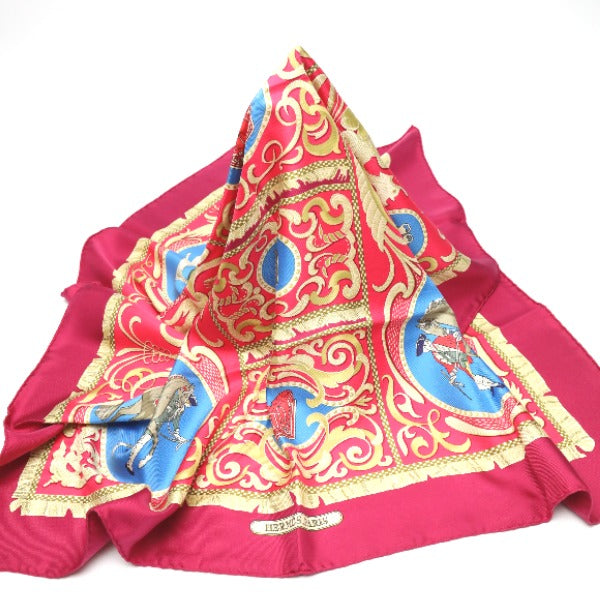 HERMES scarf silk purple Carre90 Knight carriage LA PRESENTATION Women Used