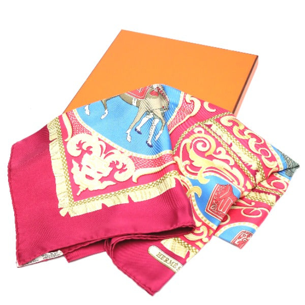 HERMES scarf silk purple Carre90 Knight carriage LA PRESENTATION Women Used