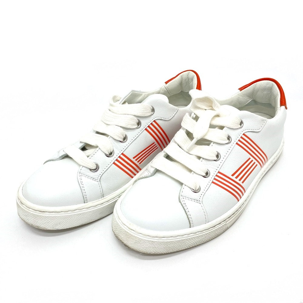 HERMES sneakers leather Whitex orange Avantage 2020Stainless Steel 35