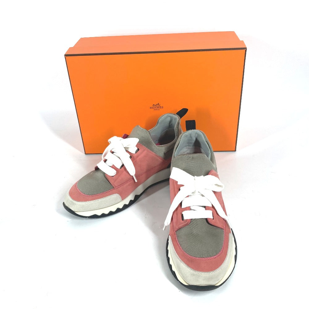 HERMES sneakers suede pink Stadium Women 35.5 Used