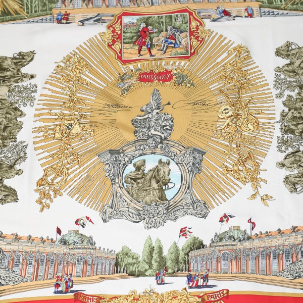 HERMES scarf ƒJƒŒ90 silk Red FREDERIC-…  Carre90 Women Used