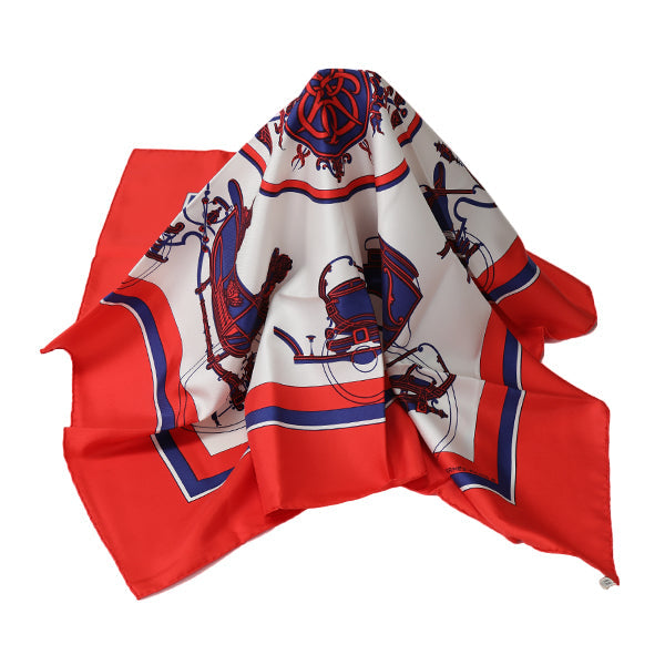 HERMES scarf silk Red Carre90 scarf Carriage Women Used