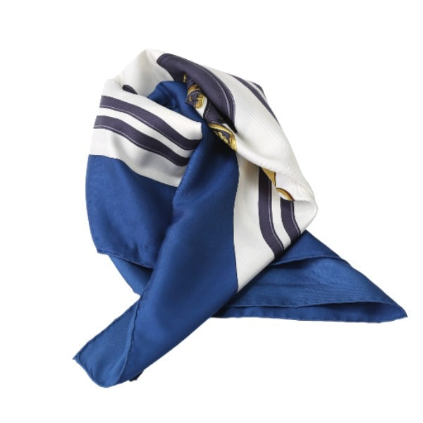HERMES scarf silk blue 100% silk BRIDES de GALA Carre90 Women Used