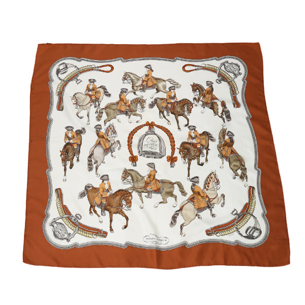 HERMES scarf silk Brown Equestrian REPRISE scarf Carre90 Women Used