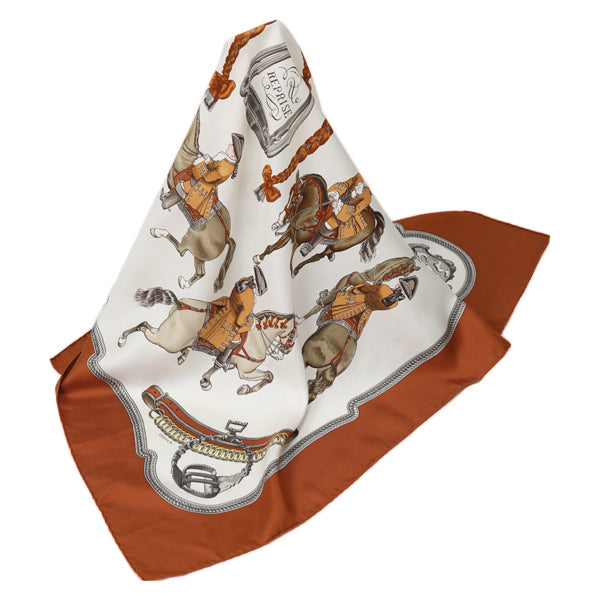 HERMES scarf silk Brown Equestrian REPRISE scarf Carre90 Women Used