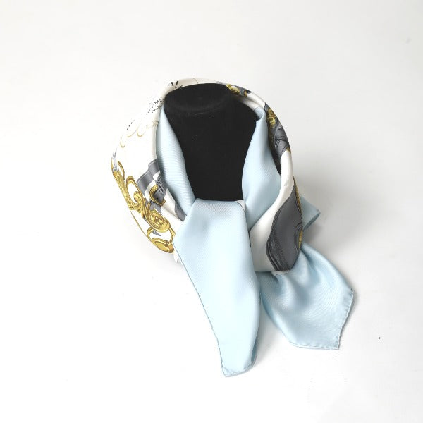 HERMES scarf silk light blue scarf Carre90 silk Women Used