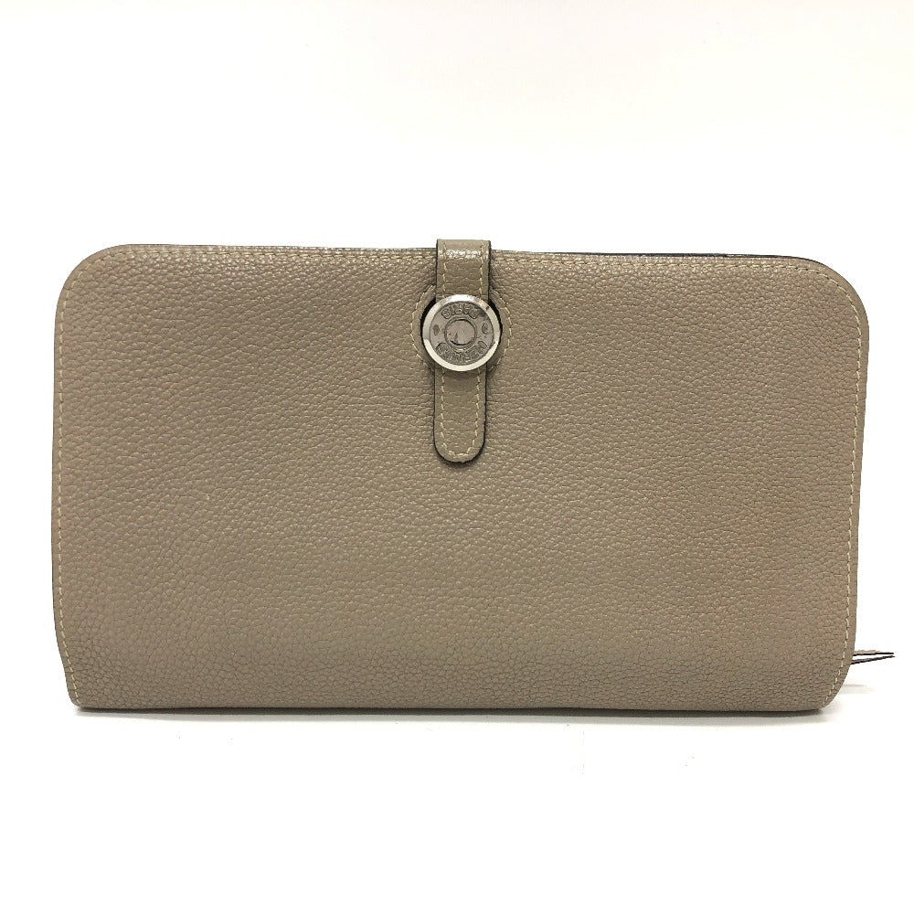 HERMES Long Wallet Purse Togo beige Dogon GM Women Used