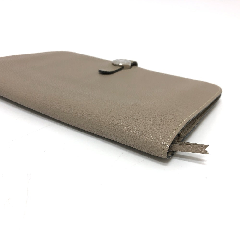 HERMES Long Wallet Purse Togo beige Dogon GM Women Used