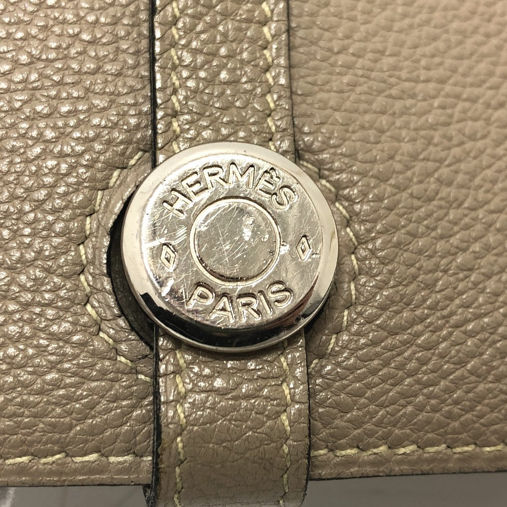 HERMES Long Wallet Purse Togo beige Dogon GM Women Used