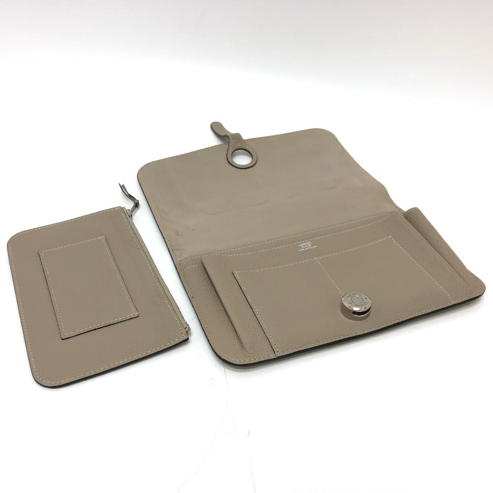 HERMES Long Wallet Purse Togo beige Dogon GM Women Used