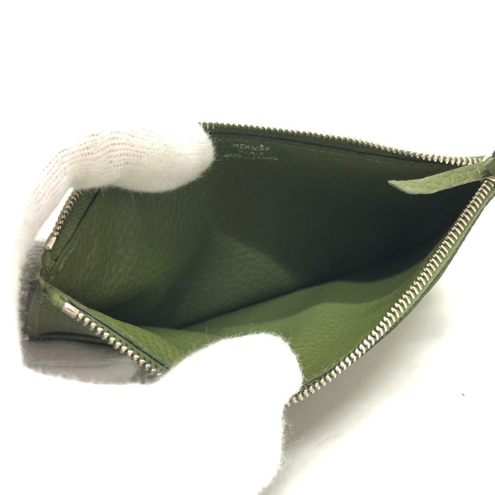 HERMES Long Wallet Purse Togo green Dogon GM Women Used