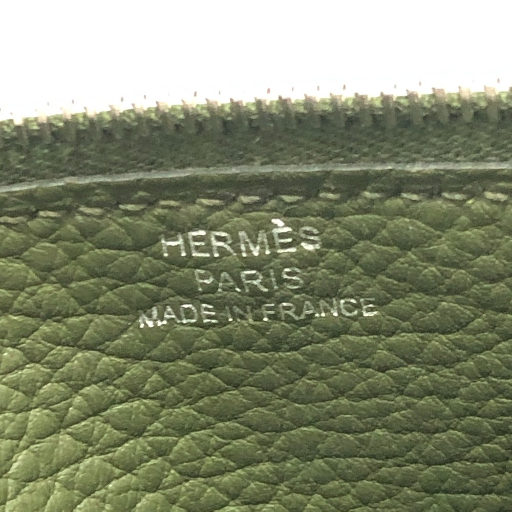 HERMES Long Wallet Purse Togo green Dogon GM Women Used