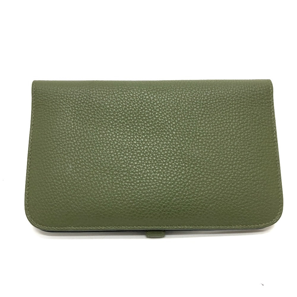 HERMES Long Wallet Purse Togo green Dogon GM Women Used