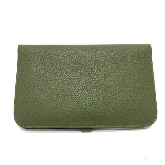 HERMES Long Wallet Purse Togo green Dogon GM Women Used