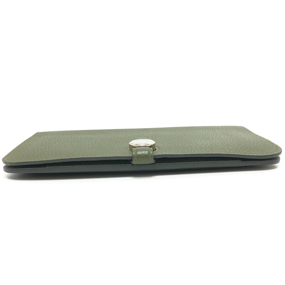 HERMES Long Wallet Purse Togo green Dogon GM Women Used