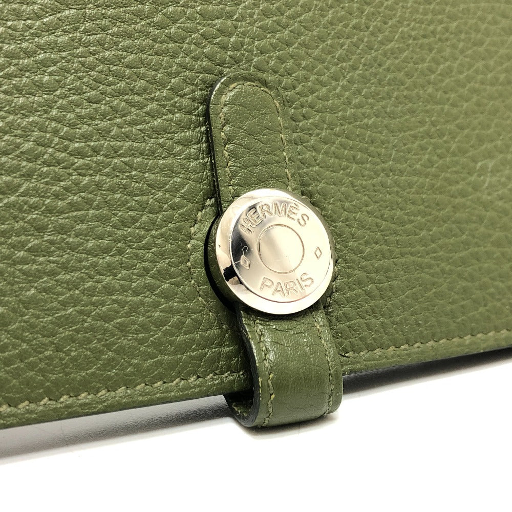 HERMES Long Wallet Purse Togo green Dogon GM Women Used