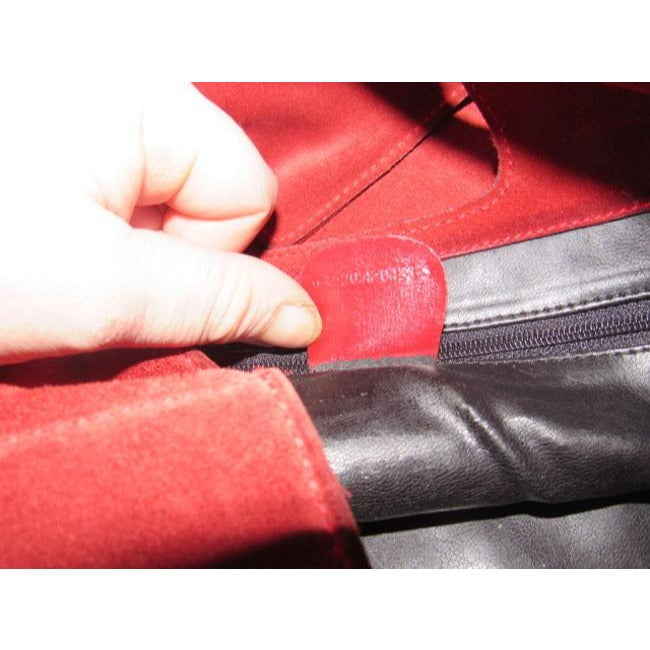 Gucci Vintage Red Suede And Leather Tote