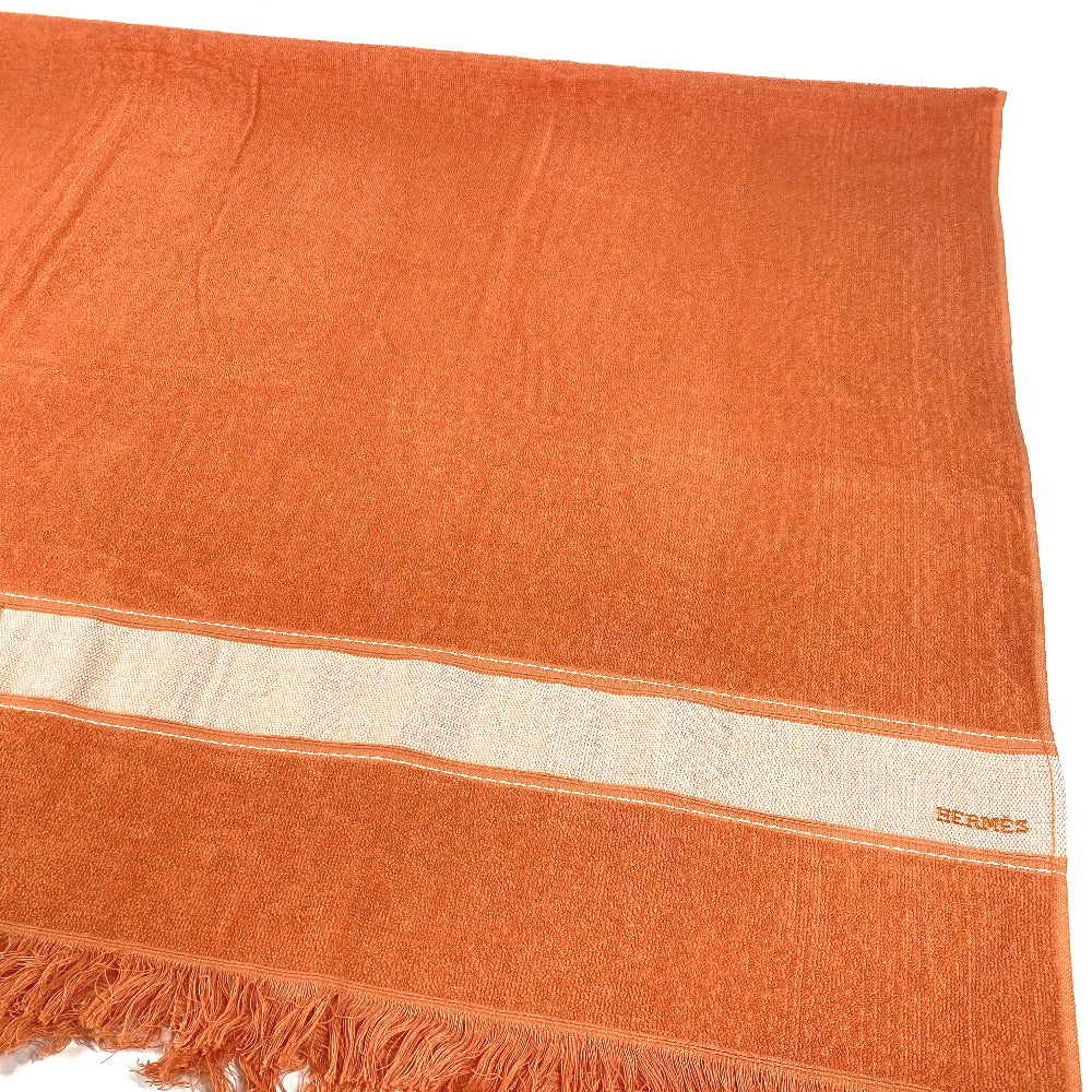 HERMES towel cotton Orange Bath towel Interior Throw Blanket Yachting logo Women Used