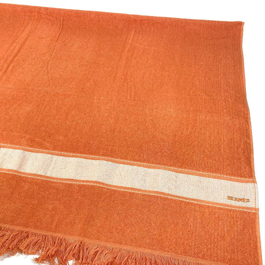 HERMES towel cotton Orange Bath towel Interior Throw Blanket Yachting logo Women Used