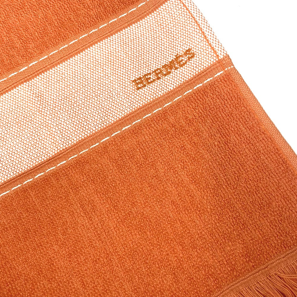 HERMES towel cotton Orange Bath towel Interior Throw Blanket Yachting logo Women Used