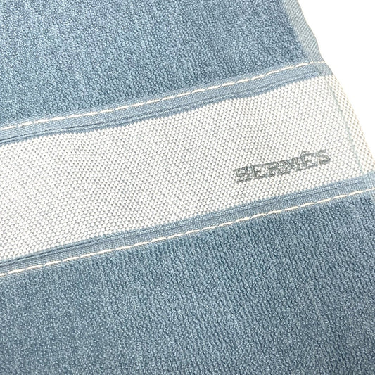 HERMES towel cotton blue Bath towel Interior Throw Blanket Yachting beach towel logo Women Used
