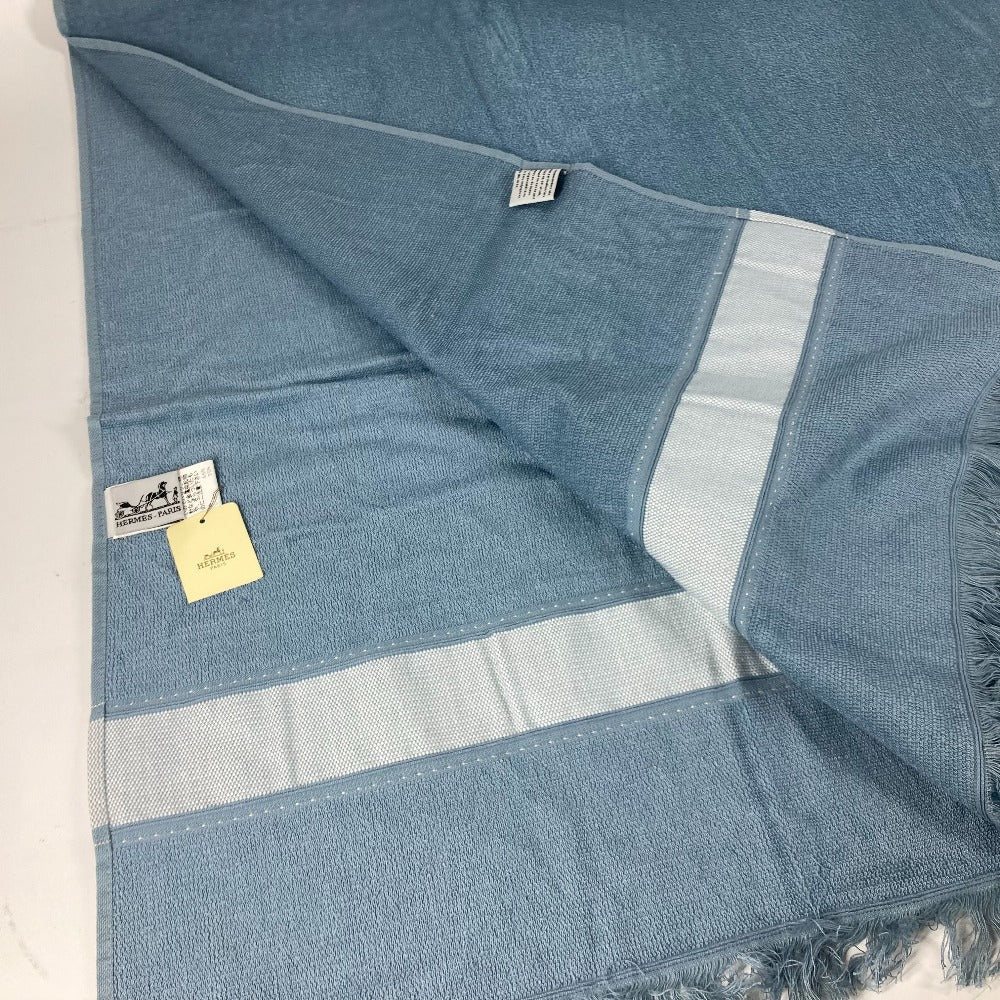 HERMES towel cotton blue Bath towel Interior Throw Blanket Yachting beach towel logo Women Used