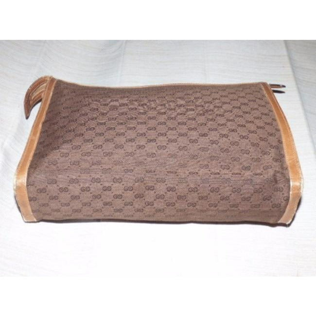 Gucci Vintage Purses Brown Leather And Gg Leather Clutch