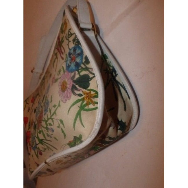 Gucci Garden Souvenir W Floral Print Gold Hardware Yellow Leather Hobo Bag