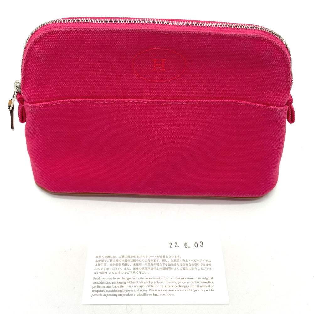 HERMES Pouch canvas pink accessory case Bored pouch 20 Women Used