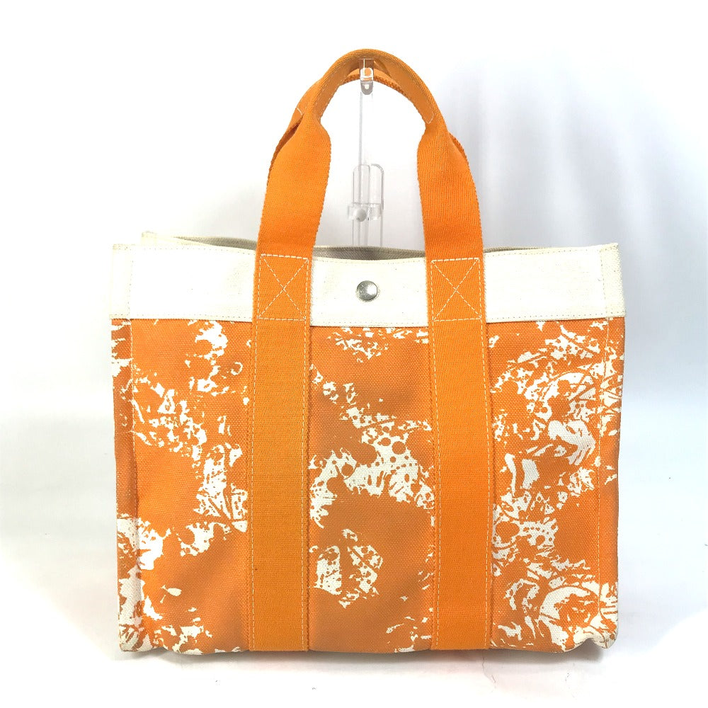 HERMES Tote Bag canvas Orange Handbag Bora Bora PM Cheval Spries Women Used