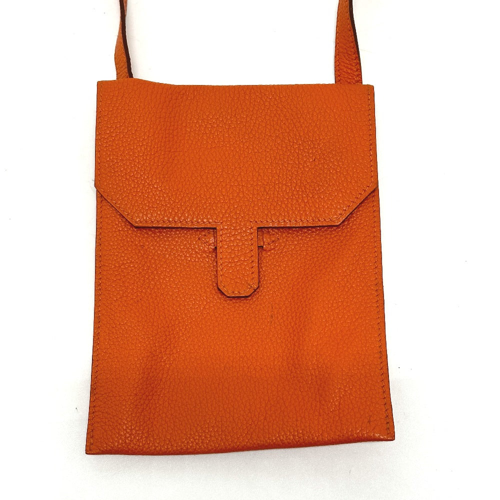 HERMES Shoulder Bag Togo Orange Crossbody bag Amery Women Used