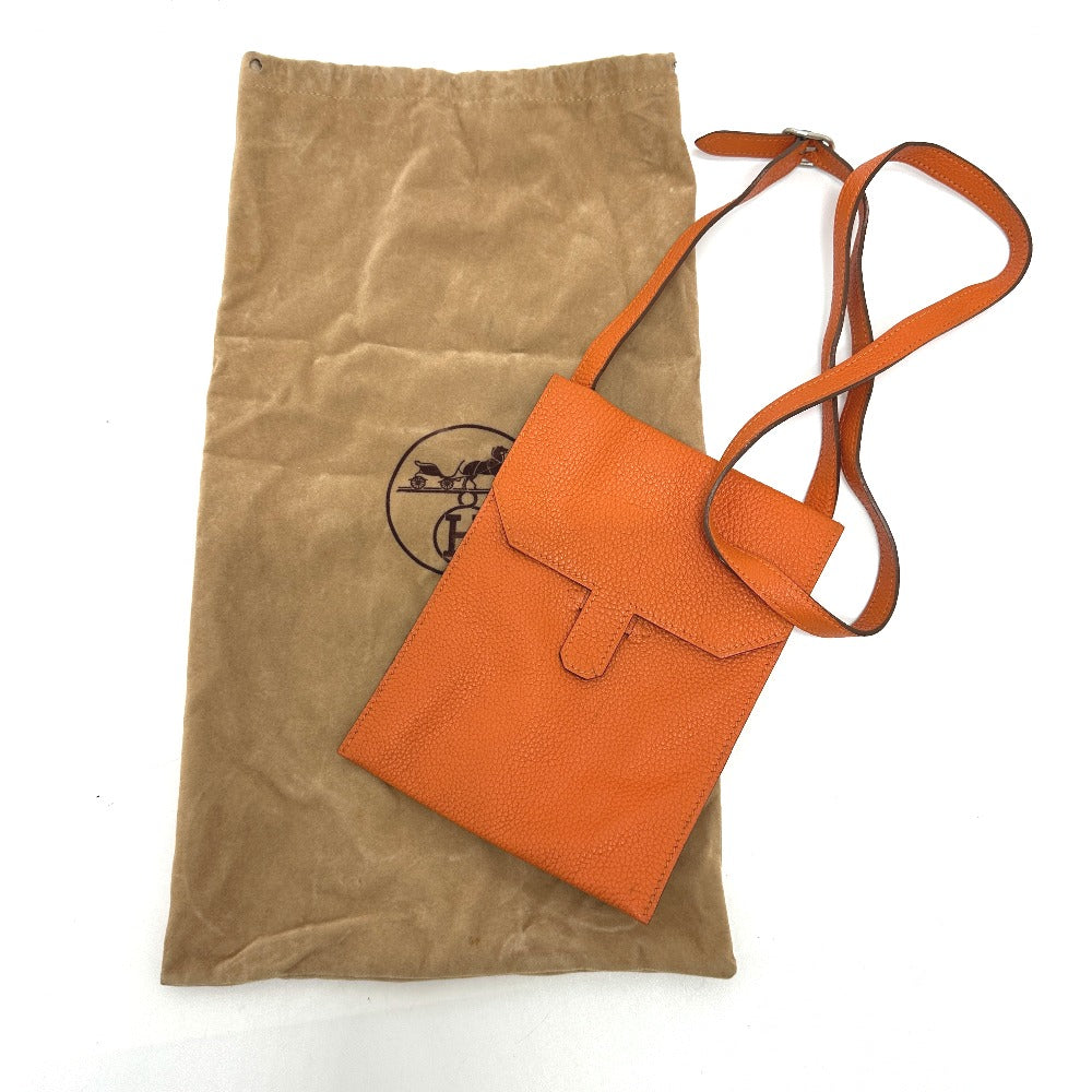 HERMES Shoulder Bag Togo Orange Crossbody bag Amery Women Used